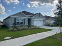 A charming single-story house boasts a well-kept lawn and a practical two-car garage at 4373 Deleon St, Haines City, FL 33844