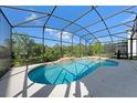 Relax by the sparkling pool with a screened enclosure that offers privacy and scenic views at 438 Marcello Blvd, Kissimmee, FL 34746