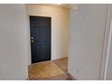 Entryway showcasing hardwood transitioning to carpet and a solid black door at 509 Tivoli Park Dr, Davenport, FL 33897