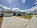 View of the neighborhood with sidewalks, identical homes, and lush green grass along the street at 119 Summerlin Loop, Haines City, FL 33844