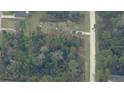 Aerial view of a wooded homesite, highlighted with a red outline indicating property boundaries at 1250 9Th Ave, Deland, FL 32724