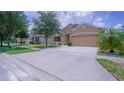 A lovely single-Gathering home with a well-kept lawn and a wide driveway leading to an attached two-car garage at 647 Washington Way, Haines City, FL 33844