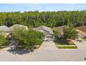 Overhead shot of a home with mature trees, manicured lawns, and a peaceful residential street at 3641 Bristol Cove Ln, St Cloud, FL 34772