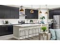 A modern kitchen with dark cabinets, a large island and stainless steel appliances at 717 Lake Dell Ave, Dundee, FL 33838