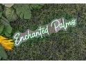 A bright and fun wall display of a neon sign that reads 'Enchanted Palms' at 344 High Point Dr, Davenport, FL 33837