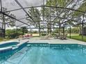 Relaxing screened-in pool and spa area with outdoor seating, ideal for entertaining at 1426 Park Park, Haines City, FL 33844