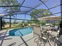 Inviting screened-in pool area with seating and open views of the green golf course at 1428 Park Pl, Haines City, FL 33844