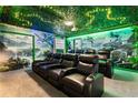 Home theater features reclining seats, custom Avatar themed art and immersive lighting at 1456 Belle Terre Rd, Davenport, FL 33896