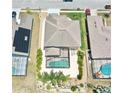 Aerial view showcasing the pool, backyard, and overall property layout at 315 Wildflower Rd, Davenport, FL 33837