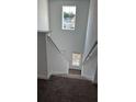 Carpeted staircase featuring a landing with two windows offering natural light at 2863 Big Sur Rd, Davenport, FL 33837