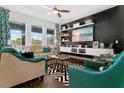 Bright living room featuring modern decor, comfortable seating, and a sleek entertainment center at 1856 Castleton Dr, St Cloud, FL 34771