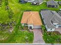 Aerial view of the house, highlighting the well-manicured lawn and roof at 605 San Augusto Dr, Kissimmee, FL 34759