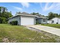 A cozy single-story home with a two-car garage and a well-kept lawn under a sunny sky at 3390 George Sauls St, Deltona, FL 32738