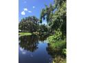 Scenic waterfront view with calm water reflecting the blue sky and lush trees on the banks at 5019 Pineapple St, Lake Wales, FL 33898