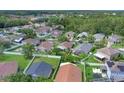 An aerial view of a residential neighborhood showcasing well-maintained homes and green landscapes at 14287 E Weymouth Run, Orlando, FL 32828