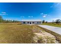 Charming single-story home featuring a durable metal roof, a concrete driveway, and a spacious front yard at 6085 Lightsey Rd, Fort Meade, FL 33841