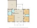 Detailed floor plan illustrating spacious layout, including bedrooms, bathrooms, living room, kitchen, and garage at 20 Hemlock Trl, Ocala, FL 34472