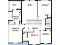 Second floor plan with owner's retreat, two bedrooms, and two bathrooms at 16959 Cedar Valley Cir, Clermont, FL 34711