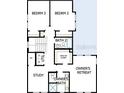 Second floor plan, with bedrooms, bathrooms, study, owner's suite, utility room, and walk-in closet at 2308 Depauw Ave, Orlando, FL 32804