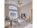 Inviting living room featuring a large window with lake views at 1310 Seasons Blvd, Kissimmee, FL 34746