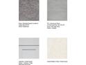 Image showcasing carpet, tile, cabinets, and quartz countertop selections for a new home build at 2450 Slippery Rock St, Auburndale, FL 33823