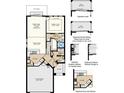 First floor plan featuring a living area, kitchen, dining room, primary suite, and garage at 5196 Goldfinch St, St Cloud, FL 34771