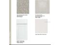 A collection of interior design samples, including carpet, floor tile, cabinets, and wall paint at 4532 Ranunculus St, Lake Hamilton, FL 33851