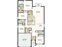 Detailed floor plan showcasing the layout with four bedrooms, three bathrooms, and a two-car garage at 4446 Petunia St, Lake Hamilton, FL 33851