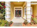 Inviting front entryway with double doors, decorative sidelights, and manicured landscaping at 11321 Ledgement Ln, Windermere, FL 34786