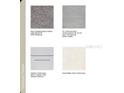 Selection of interior finishes, including carpet, tile, cabinets, and quartz countertop for a cohesive design at 1908 Rosewood Cir, Lakeland, FL 33810