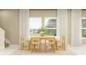 Well-lit dining area with a round table, six chairs, large windows, and neutral decor for elegant meals at 7157 Sienna Oak Aly, Orlando, FL 32829