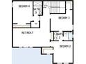 Second floor plan displaying bedrooms, bathrooms, and retreat at 3611 Chelsea St, Orlando, FL 32803