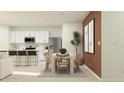 Cozy dining area adjacent to the modern kitchen, featuring a dining table set for four and accent wall at 3422 Howell Dr, Lake Wales, FL 33859