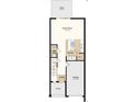 Layout of the first floor featuring a kitchen, living room, half bath, garage, foyer, porch, and patio at 7605 Waterscape Dr, Groveland, FL 34736