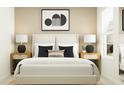 Stylish bedroom with neutral tones, a comfortable bed, and matching nightstands with lamps at 1177 Hour Glass Rd, Lakeland, FL 33801