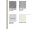 Selection of interior finishes, including carpet, tile, cabinets, and quartz countertops at 2411 Slippery Rock St, Auburndale, FL 33823