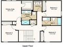 Floor plan of the upper floor featuring a primary suite, three bedrooms, two baths, and a laundry at 2418 Slippery Rock St, Auburndale, FL 33823