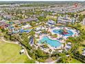 Aerial view of the community's water park, pools, and recreational amenities at 321 Auburn Ave, Kissimmee, FL 34747