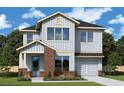 New construction of a charming two-story home with a brick-accented entryway and an attached two car garage at 1205 Eastin Ave, Orlando, FL 32804