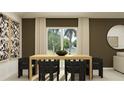 Dining room featuring contemporary decor, a wooden table, and large windows showcasing the outdoor view at 4670 Yellow Elder Way, Kissimmee, FL 34758