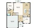 Detailed first-floor floor plan with 2-car garage, great room, kitchen, study, patio, and bedroom at 2038 Babbling Brook Blvd, Auburndale, FL 33823