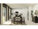 Bright dining area with contemporary table, six chairs, and sliding glass doors at 1610 Teagan Ln, Winter Haven, FL 33884