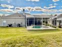 Spacious backyard featuring a screened pool and patio area, perfect for outdoor entertaining at 242 Prestwick Dr, Davenport, FL 33897
