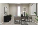 Well-lit office space featuring neutral tones and modern desk with chairs with a large window at 5660 Vinyasa Rd, Clermont, FL 34714