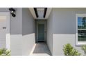 Close-up of the home's entrance, featuring a stylish front door and covered entryway at 8007 Sw 135Th Loop, Ocala, FL 34473