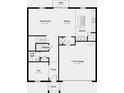 Open-concept floor plan featuring a spacious great room, dining area, kitchen, flex room, and a two-car garage at 2302 Cypress Creek St, Auburndale, FL 33823