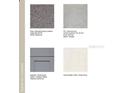 Selection of interior finishes including Shaw carpet, Vancouver Ice tile, Shaker cabinets, and Quartz Pebble White countertops at 2302 Cypress Creek St, Auburndale, FL 33823