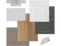 Selection of interior design materials, including carpet, wood flooring, tile, counter and cabinet samples at 6690 Wake St, St Cloud, FL 34771