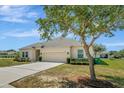 Exterior view of a well-maintained single-story home with manicured landscaping and a spacious driveway at 1803 Daybreak Dr, Fruitland Park, FL 34731