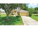 Charming single-story home with a well-manicured lawn and mature trees at 413 Bay Leaf Dr, Poinciana, FL 34759